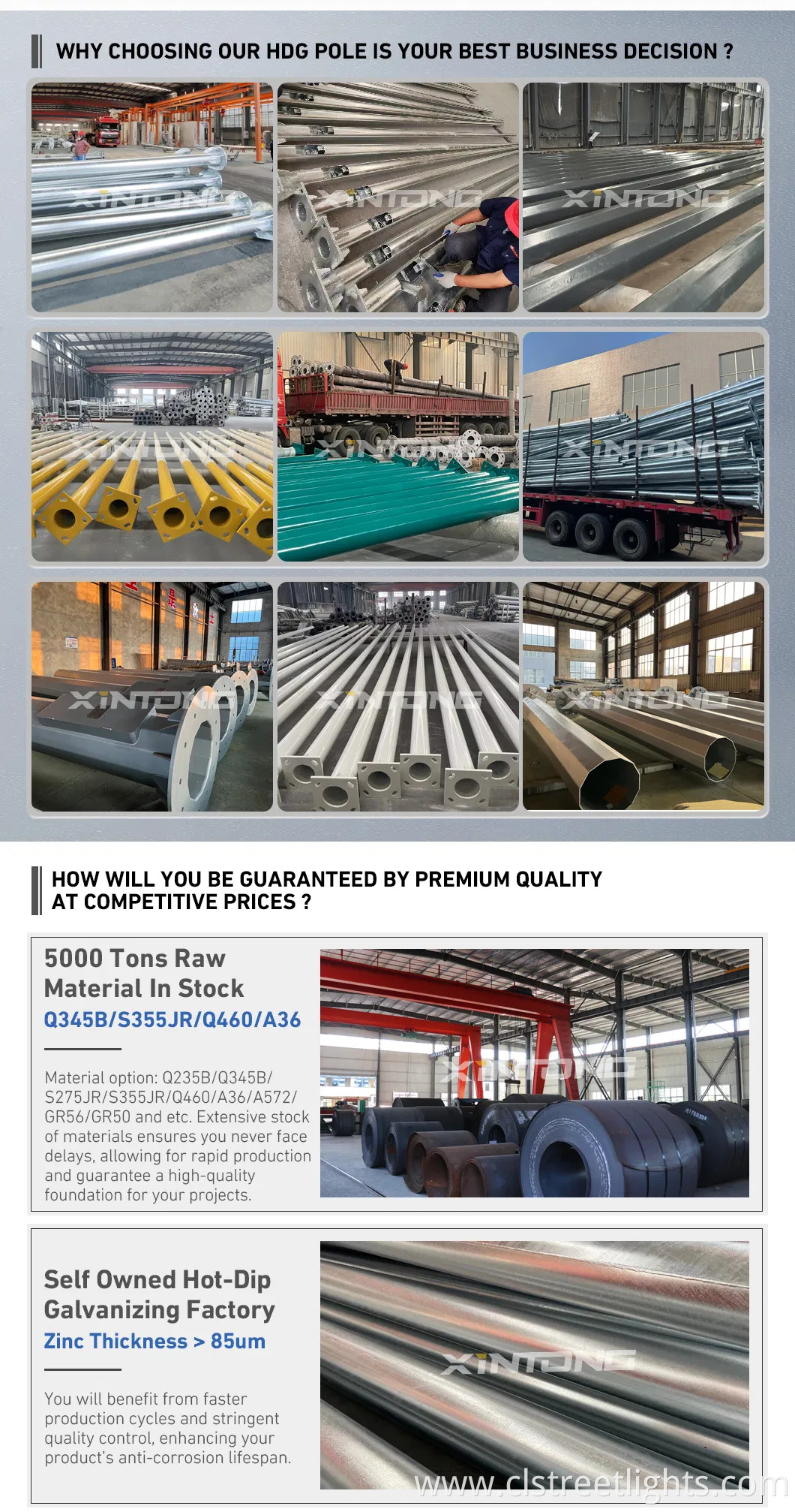 XINTONG Split Type Solar Outdoor LED Garden Street Post Lamp Pole Split-Type Street Light Pole